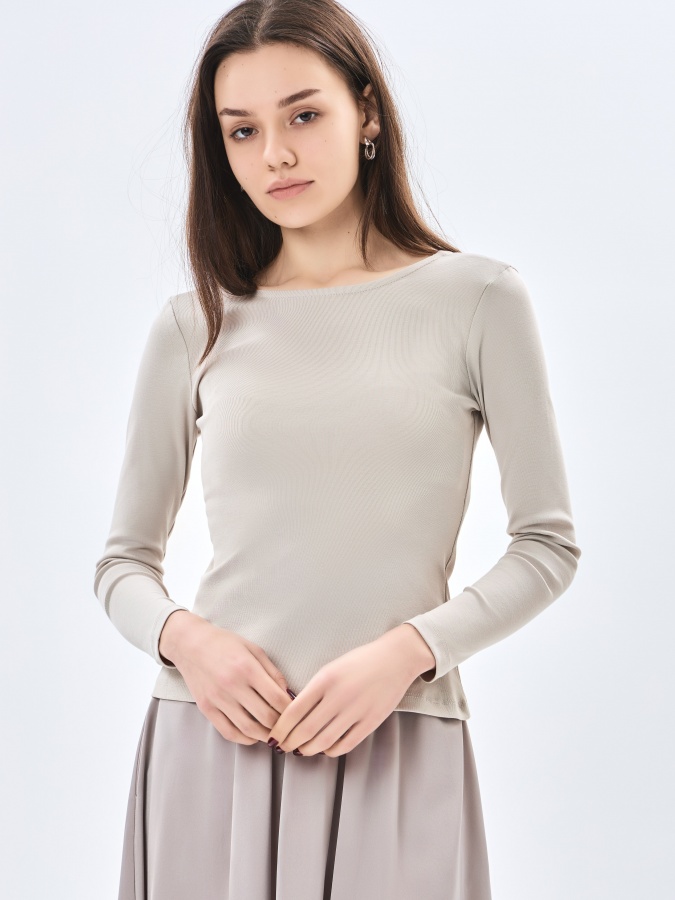 Женская футболка длинный рукав Beige XL AW23WBA-52076