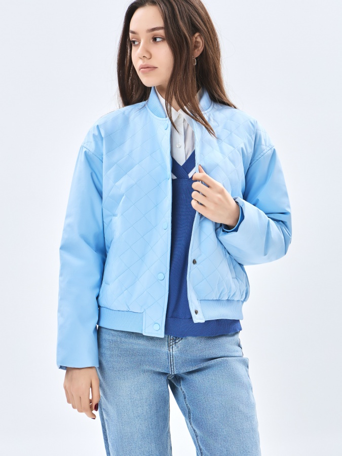 Женская куртка короткая длина Light blue XL AW23WBA-52058