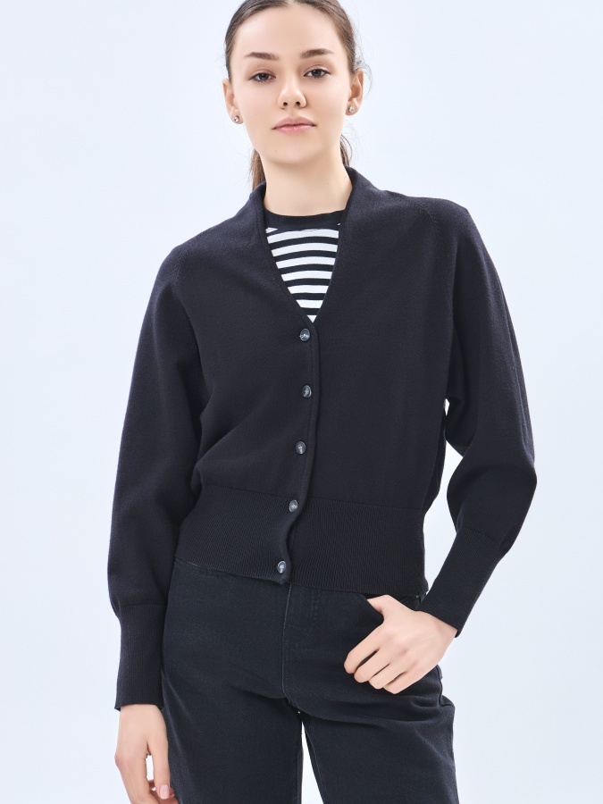 Qora L ayollar kardigan  AW23WKN-30003