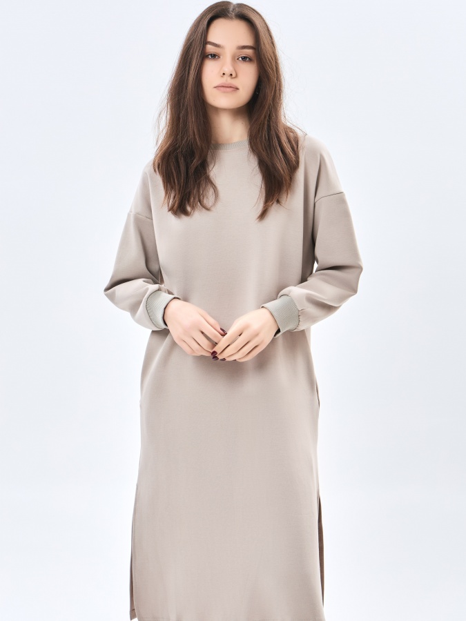 Beige s uzun yengli libos  AW23WBA-52007