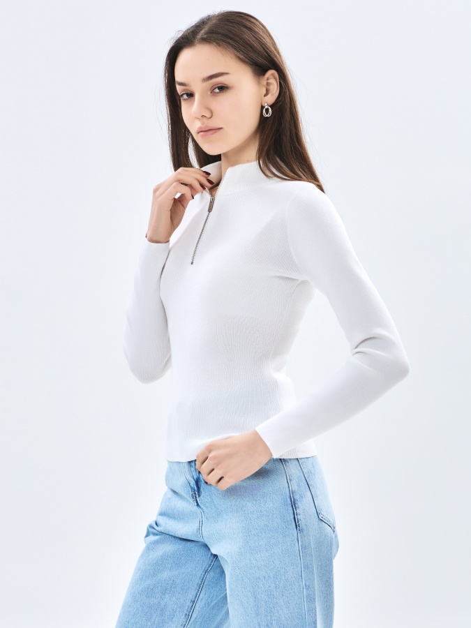 Oq M ayollar jumper uzun qisma  AW23WKN-30056