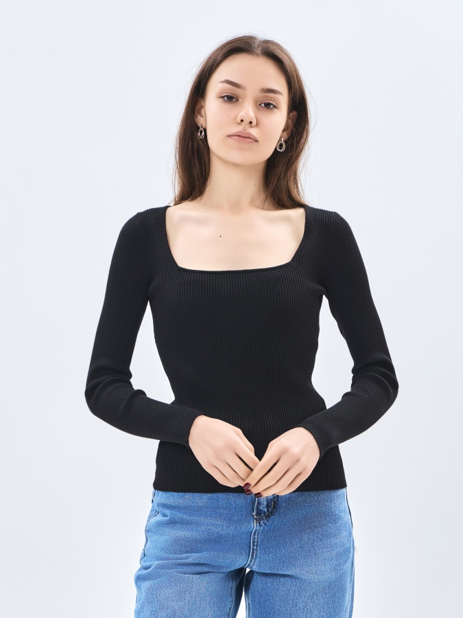 Ayollar jumper uzun qisma qora L  AW23WKN-30030