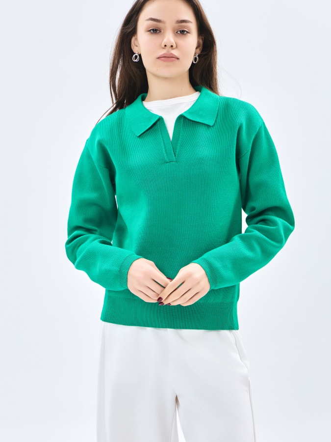 Женский джемпер длинный рукав Green M AW23WKN-30028