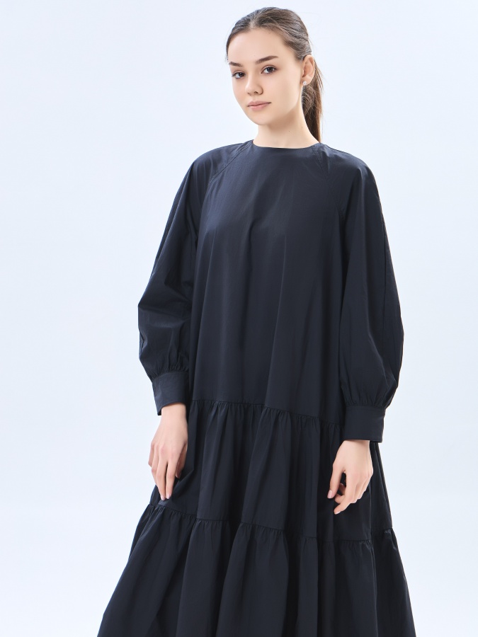 Qora S uzun yengli libos  AW23WYN-24045