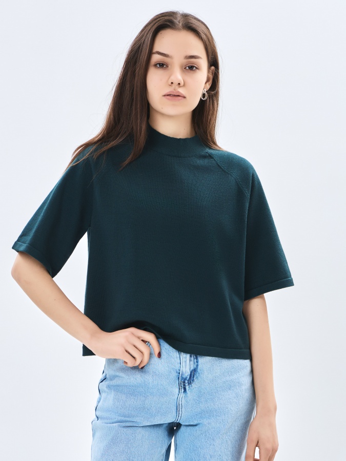 Женский джемпер средний рукав Dark Green M AW23WKN-30053