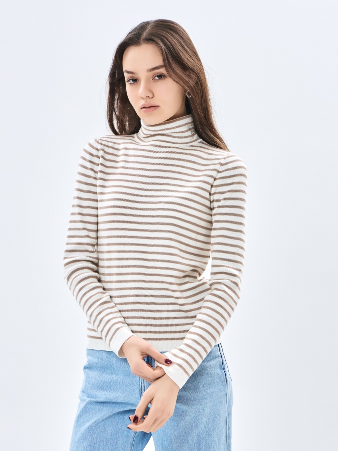 Женский джемпер длинный рукав Beige S AW23WKN-30026