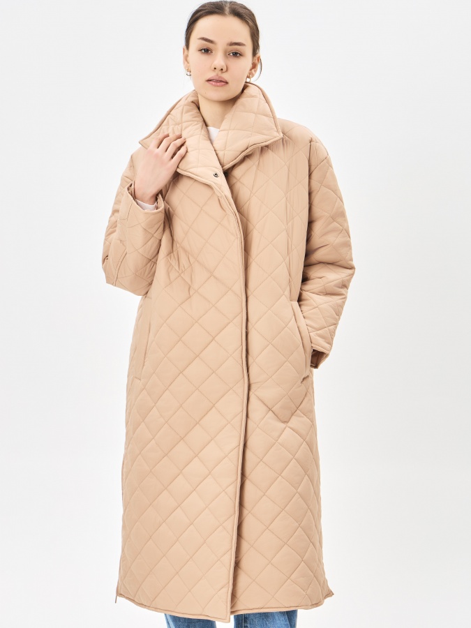 Женская куртка средняя длина Beige M AW23WES-21049