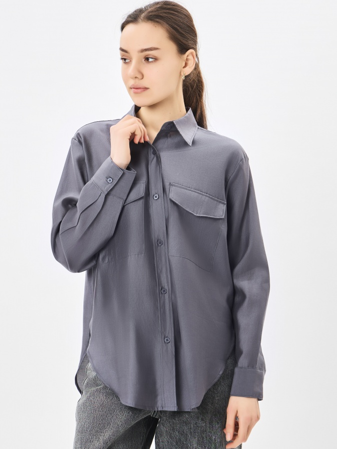Ayollar ko'ylak uzun yengli Dark Grey M  AW23WES-21011