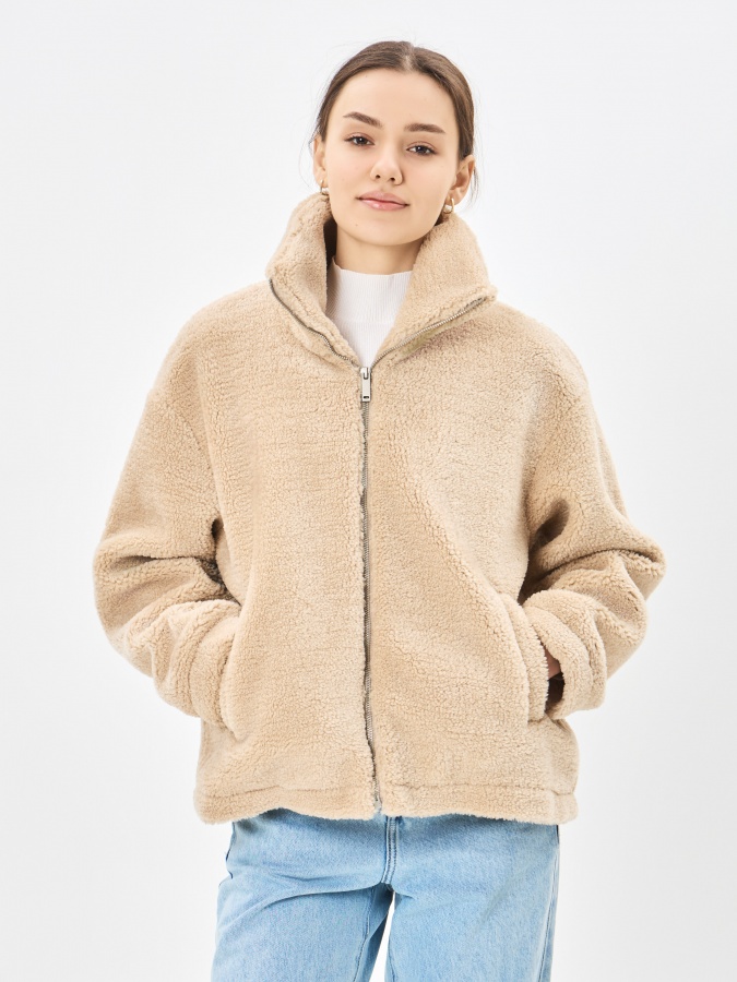 Beige XL qisqa uzunlikdagi ayollar shamol ishlab chiqaruvchisi AW23WYN-24053