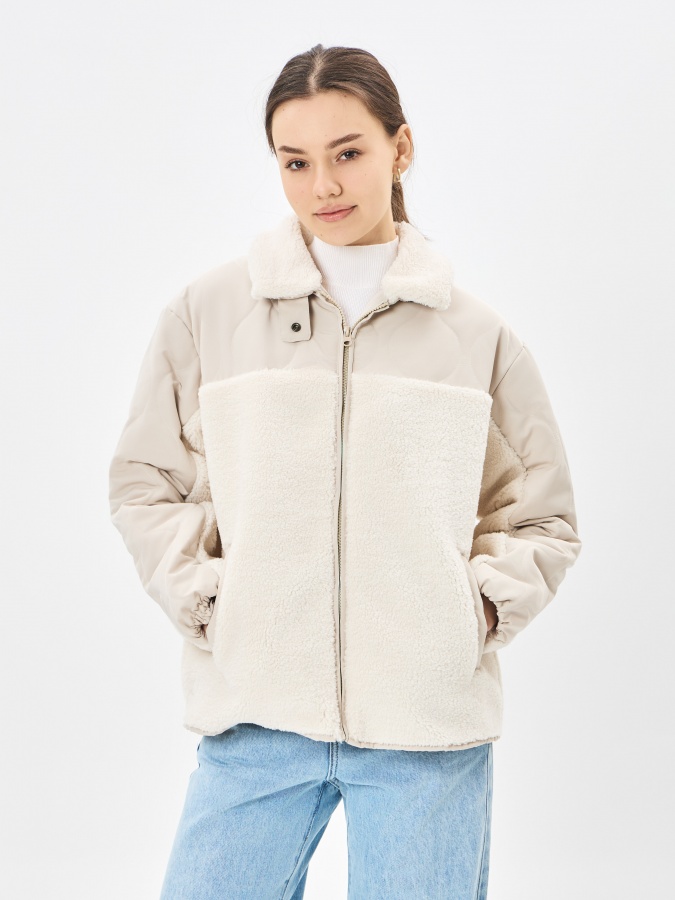 Ayollar qo'y terisi qisqa uzunligi Whisper White S  AW23WIN-26036