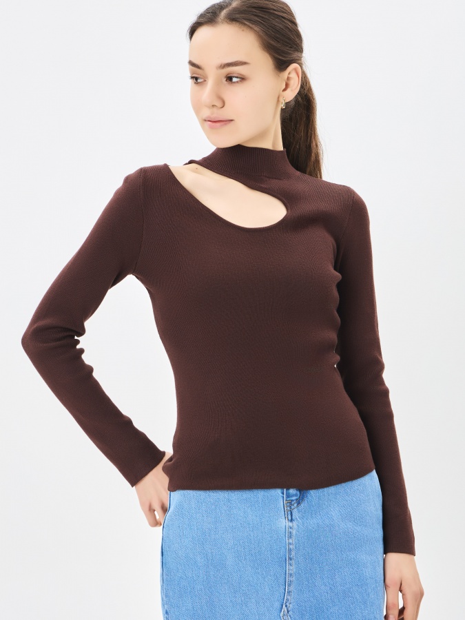 Женский джемпер длинный рукав Brown M AW23WKN-30039