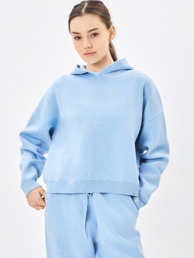 Light blue m ayollar hoodie  AW23WKN-30046