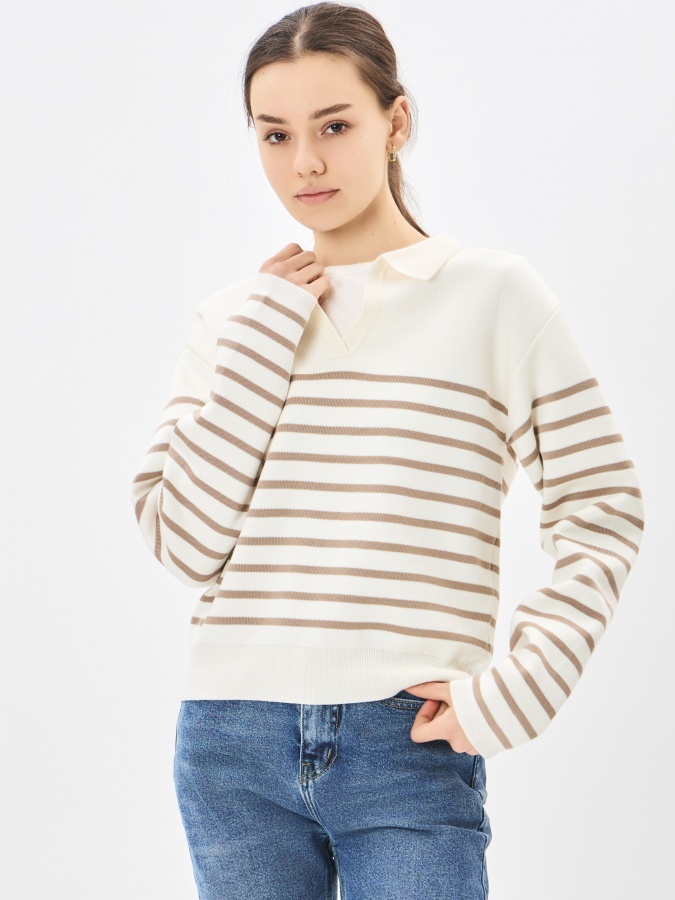 Женский джемпер длинный рукав Beige M AW23WKN-30067
