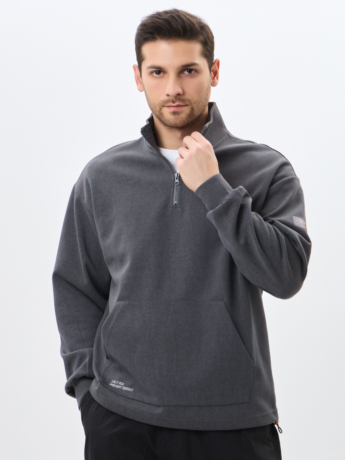 Sweatshirt qisqa uzunligi Dark Grey S  SS24CL2-2-19781
