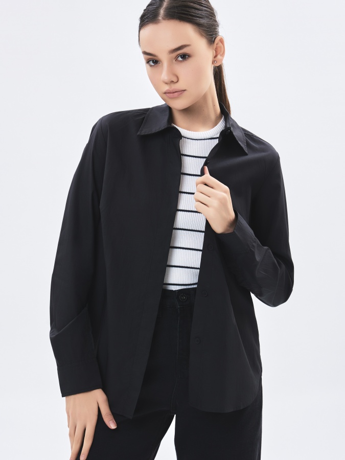 Женская рубашка длинный рукав Black M AW23WBS-27010