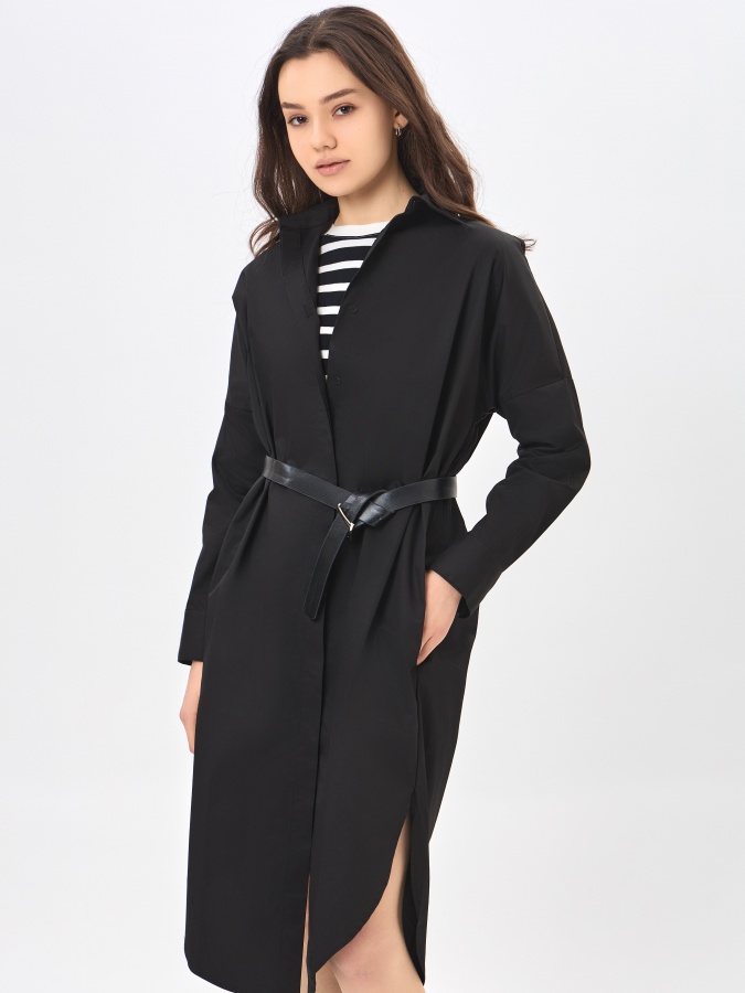 Qora S uzun yengli libos  AW23WES-21021