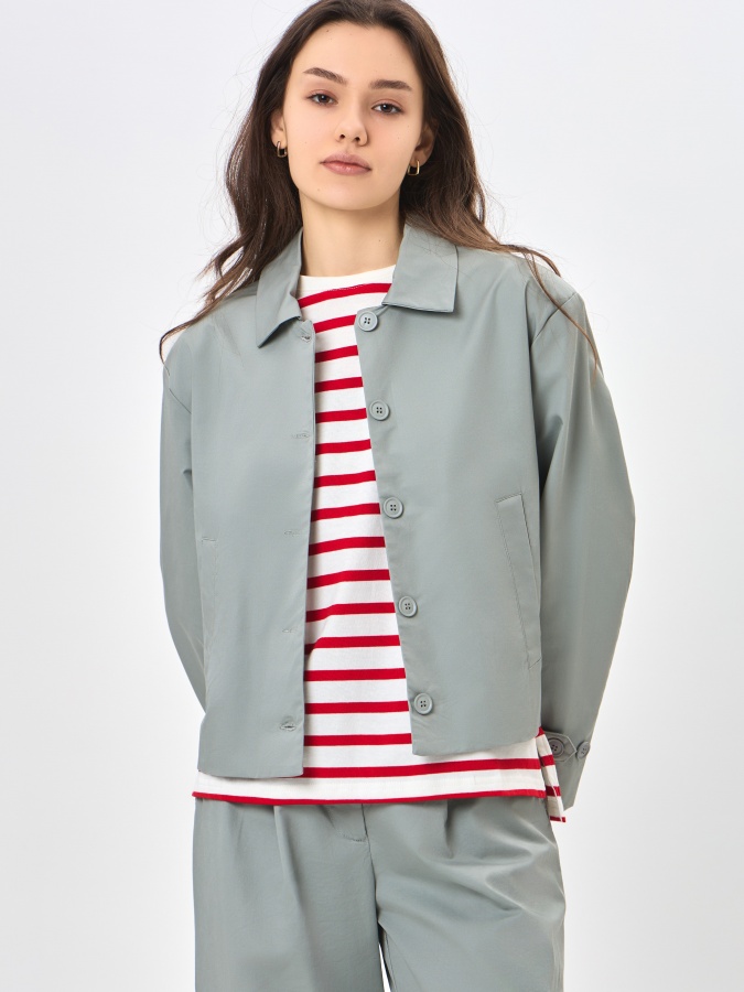 Женская ветровка короткая длина Light Grey S SS24WES-21100