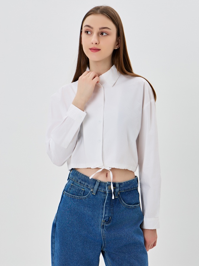 Женская рубашка длинный рукав White L AW23WYN-24040