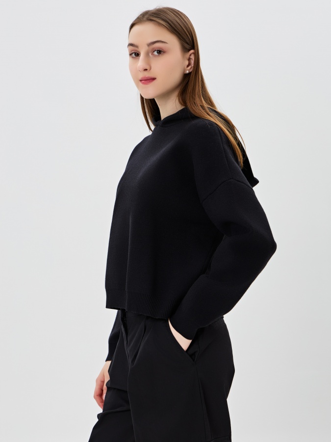 Qora L ayollar hoodie  AW23WKN-30046