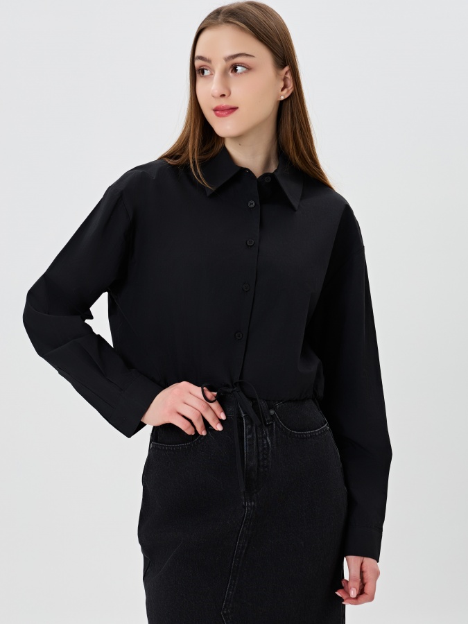 Женская рубашка длинный рукав Black M AW23WYN-24040