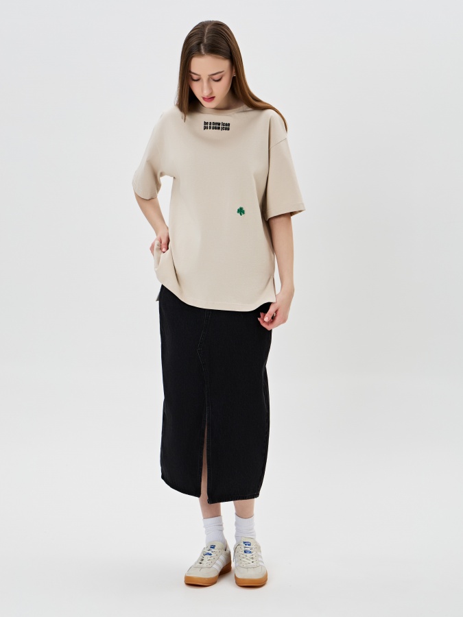 Женская футболка Beige S SS24WES-21178