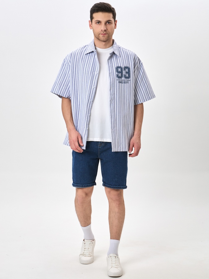 Qisqa yengli Navy XXL ko'ylak  SS24CR2-19-20239