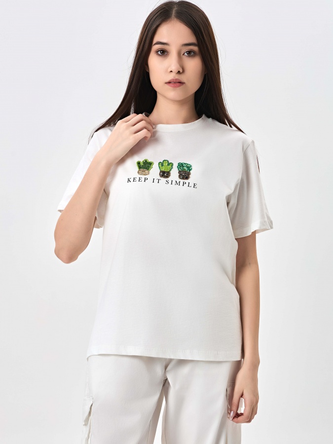 Женская футболка White L SS24WBA-52178