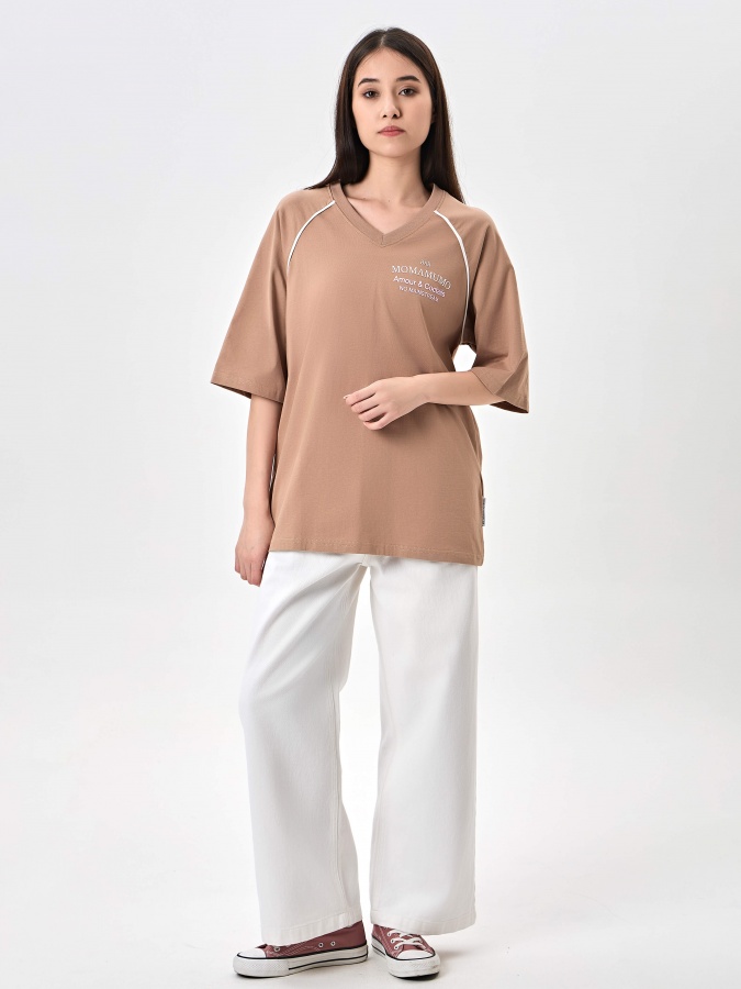 Женская футболка Beige XL SS24WES-21206