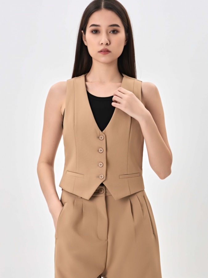 Женская жилетка Beige S SS24WES-21174