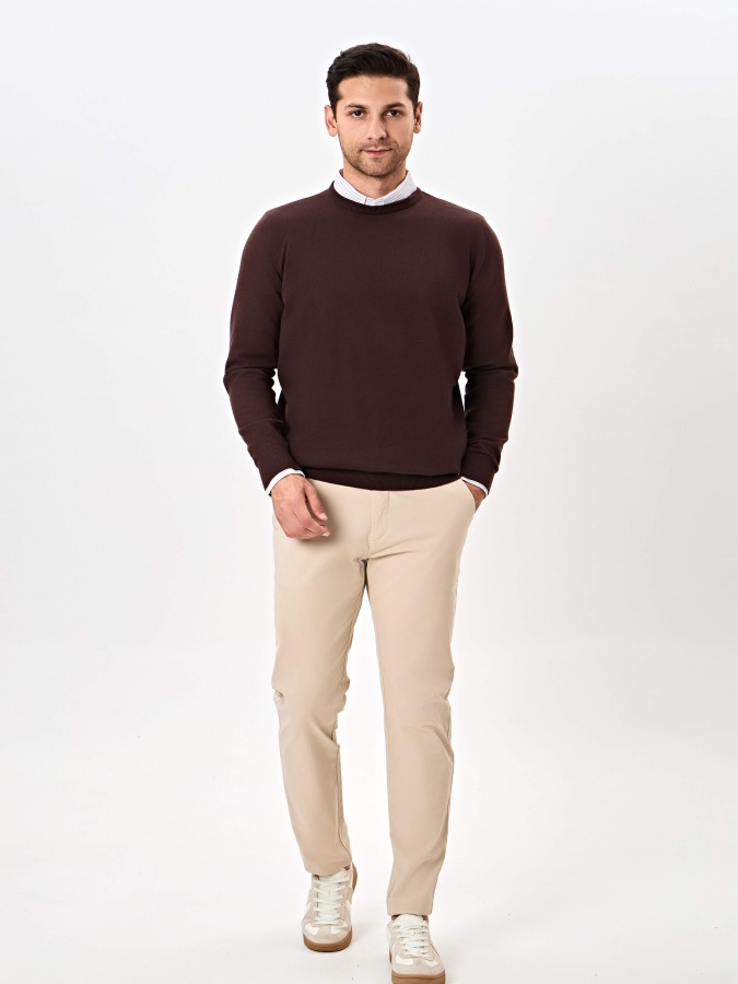 Jumper uzun yengli jigarrang L  AW24BS2-29-20236