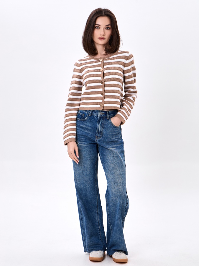Beige m ayollar kardigan  AW24WKN-92045