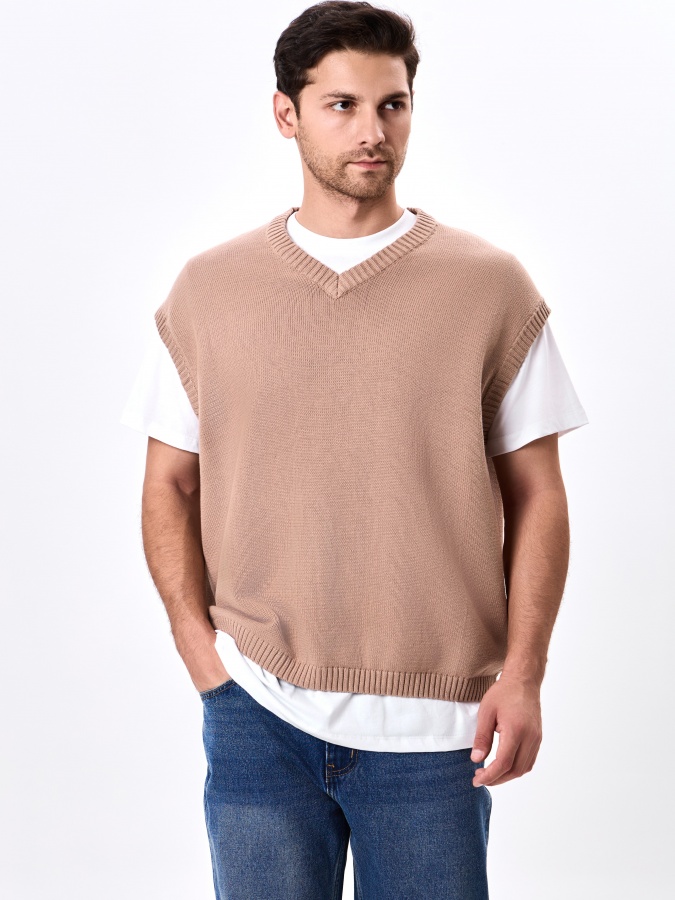 Yelek qisqa uzunligi Beige L AW24CR1-32-20814