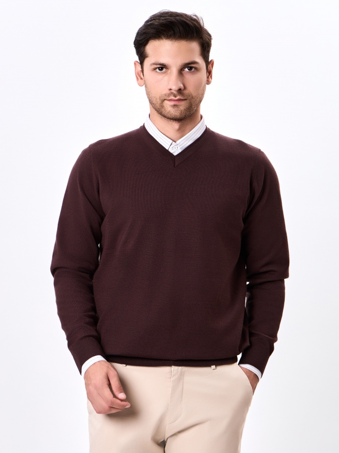 Jumper uzun yengli jigarrang L  AW24CR2-29-20314