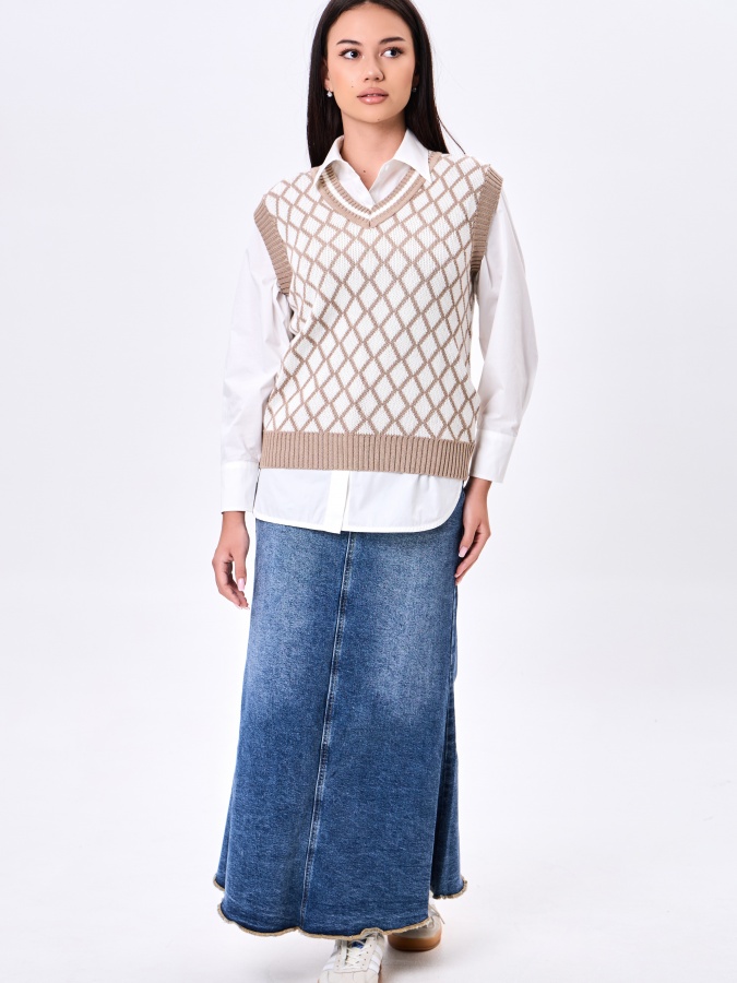 Beige l ayollar ko'ylagi  AW24WKN-92117