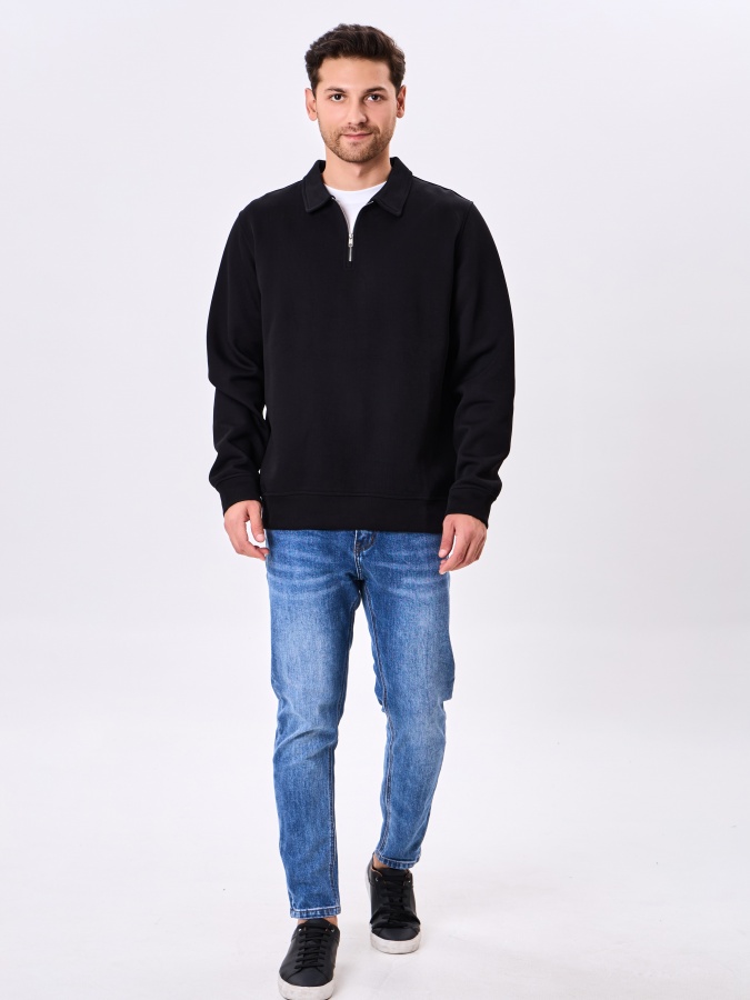 Sweatshirt qisqa uzunligi qora M  AW24CR2-2-21077