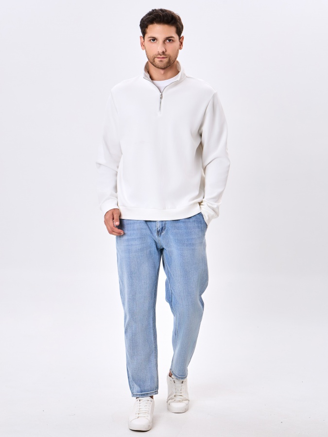 Sweatshirt qisqa uzunlikdagi oq XL  AW24CR2-2-20979