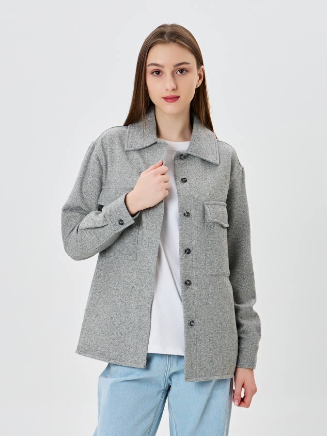 Ayollar ko'ylak uzun yengli kulrang L AW23WBA-52033