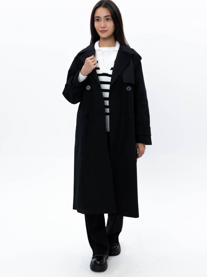 Женский плащ Black S AW24WSI-22027