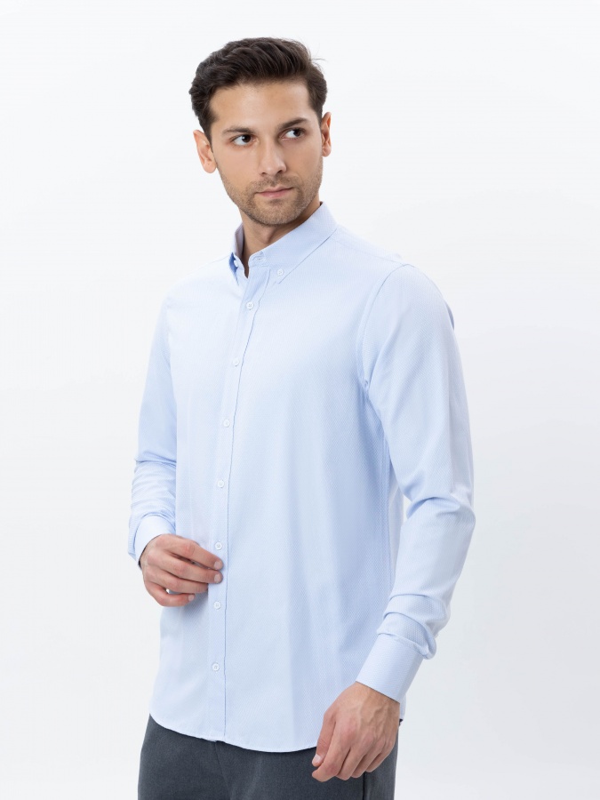 Moviy XL uzun yengli ko'ylak  AW24CR2-19-20696