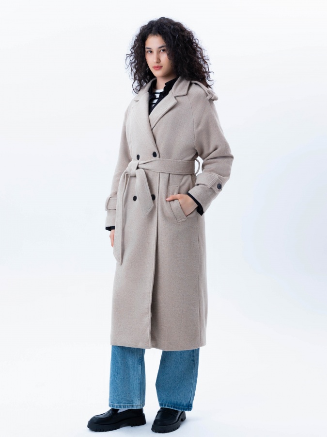 Beige l ayollar paltosi  AW24WSI-22008