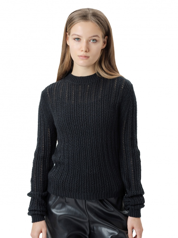 Ayollar uchun qora XS jumper  AW24WKN-92003