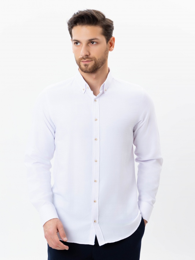 Oq XXL uzun yengli ko'ylak  AW23CA2N-19-18756