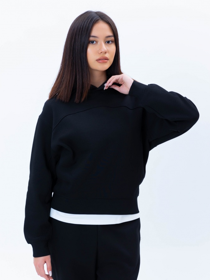 Qora s ayollar hoodie  AW24WES-21223
