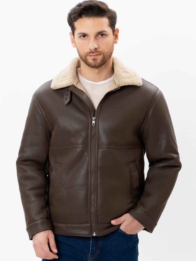 Qo'y terisi qisqa uzunlikdagi jigarrang XL  AW24CL1-31-21056