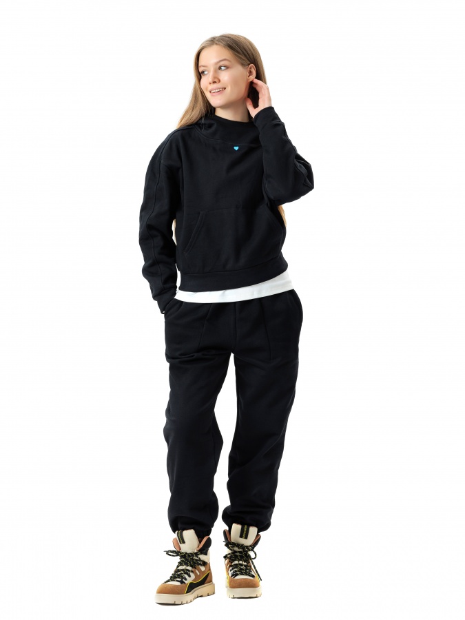 Qora L ayollar hoodie  AW24WES-21138