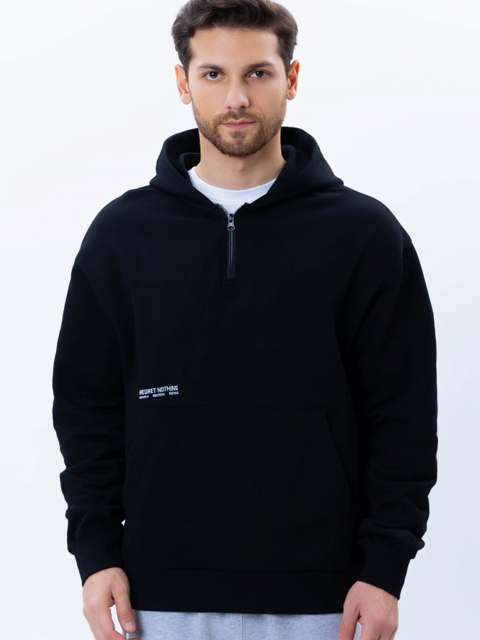 Sweatshirt qisqa uzunligi qora XL  AW24CR2-2-21179