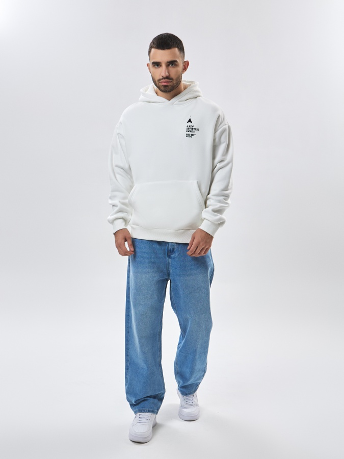 Sweatshirt qisqa uzunlikdagi oq L  AW23CA2N-2-19060