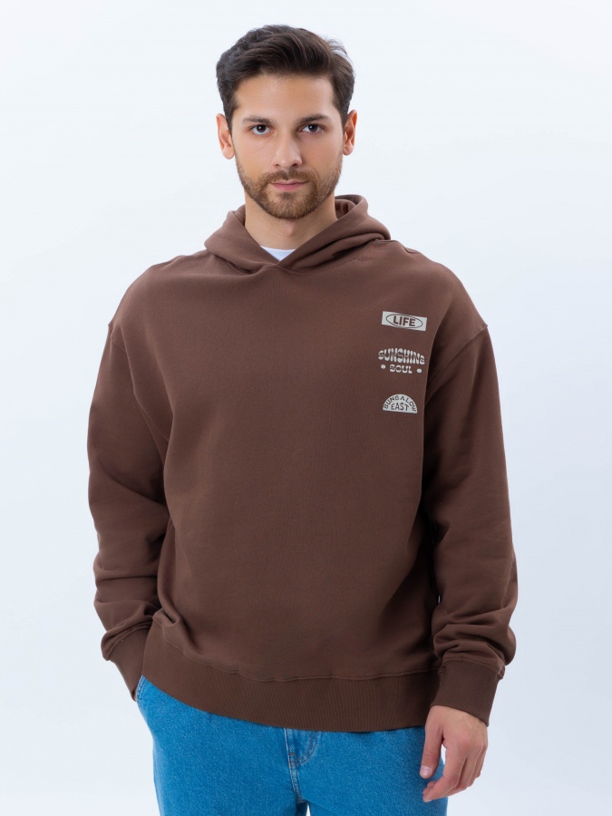 Sweatshirt qisqa uzunligi jigarrang L AW24CR2-2-20969