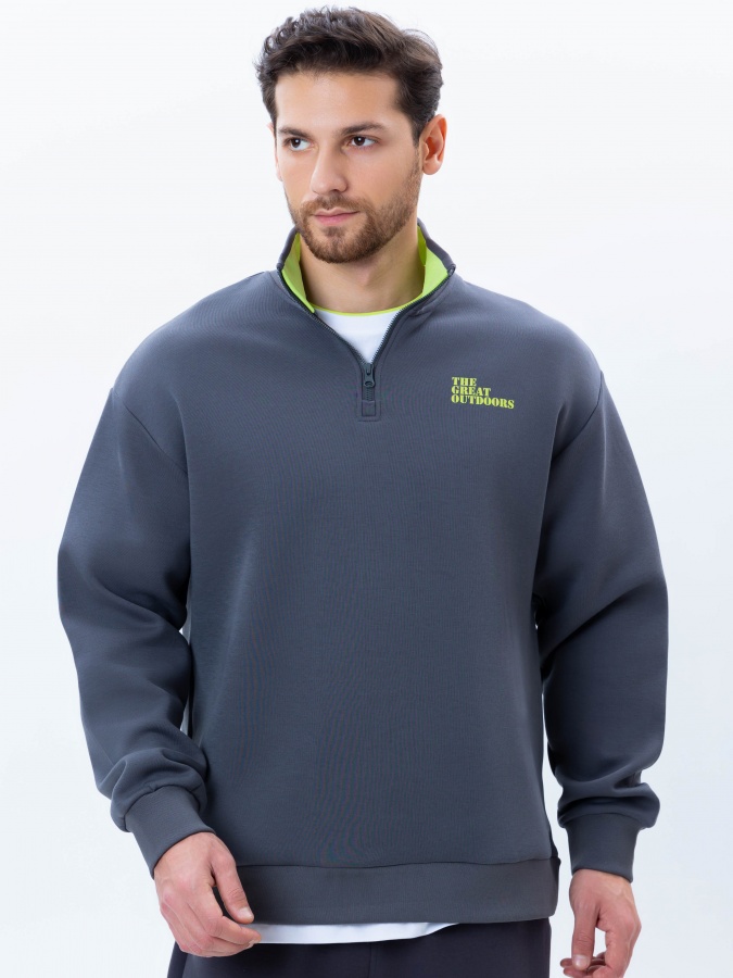 Sweatshirt qisqa uzunligi Dark Grey L AW24CL2-2-21114