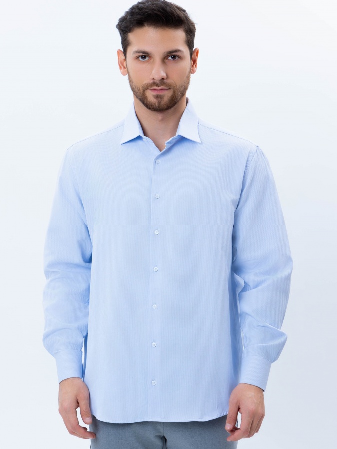 Moviy XXL uzun yengli ko'ylak  AW24CR2-19-20695